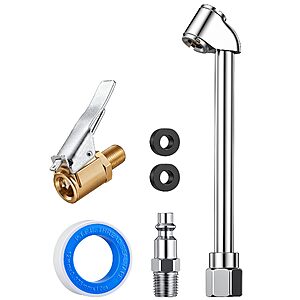 AstroAI Air Chuck Set for Tire Inflator, Heavy Duty Dual Head Air Chuck & Lock-On Brass Chuck with 1/4" NPT Qu