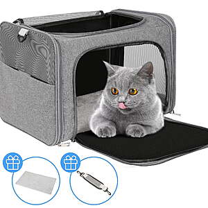 Monasem Portable Cat Carrier, Travel Pet Carrier for Cat, Small Dogs & Puppies, Pet Kennel Carrier Up to 33 lbs, Gray $12.59