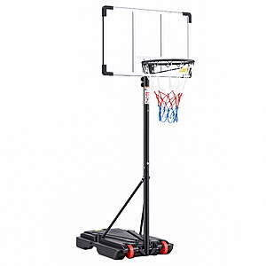 EDX 5ft-8.5ft Height-Adjustable Basketball Hoops, Outdoor Portable Basketball System with 32" Shatterproof Backboard, White $60.99