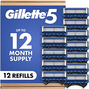 Select Accts: 12-ct Gillette 5 Men's 5-Blade Razor Blade Refills $20.90 w/ S&S
