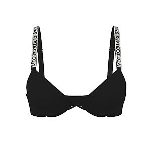 Victoria's Secret Women's Logo Shine Strap Push-Up Bra (Black or Red, Limited Sizes)