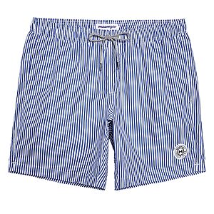 Maamgic Men's Swim Trunks w/ Mesh Lining (Blue Striped, Large)