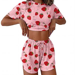 2-Pc Ekouaer Women's Pointelle Pajama Sets (Various)
