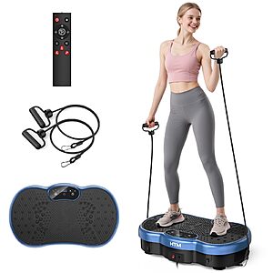 HTM Vibration Plate Exercise Machine, Whole Body Shake Plate for Weight Loss Vibrating Platform with Resistance Bands Slot, 300 Lbs Capacity, 120-Speed, 9 Workout Modes $42.39