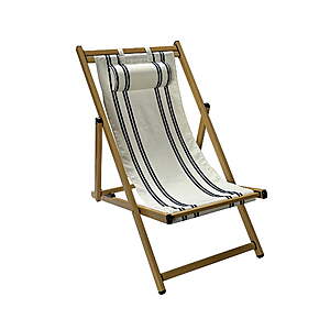Mainstays Resort Sling Fabric Beach Chair, 2 Pack, Beige with Blue Stripe $33.18