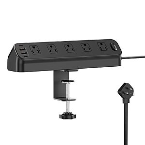BEVA Desk Clamp Power Strip w/ 6' Cord, 10 Outlets, 2x USB-A & 2x USB-C $18 