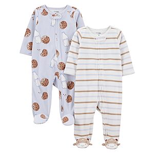 Simple Joys by Carter's Neutral 2-pack Fleece Footed Sleep and Play, Milk and Cookies, 6-9M