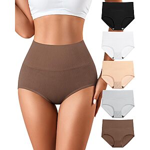 5- Pack J-pone Tummy Control Underwear for Women High Waisted Cotton Underwear Multipack XL XXL