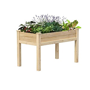 Original Natural Wood Cedar Rectangle Elevated Garden Raised Bed with Legs (48 in. L x 24 in. W x 7.5 in. H) $73.97