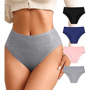 4 Pack J-pone High Waisted Bikini Underwear for Women Smooth Cheeky Panties $5.99
