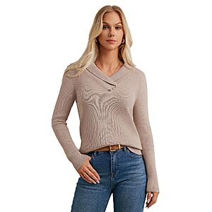 GRACE KARIN V Neck Sweaters for Women Long Sleeve Pullover Sweater $9.99