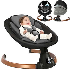 Babyeap Baby Swing for Infants, Smart Electric Swing with Bluetooth Control 5-point Harness, 5 Sway Speed, 10 Lullabies, Black $72.98