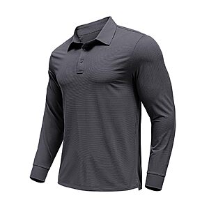 PINSPARK Men's Long Sleeve UPF 50+ Moisture Wicking Golf Polo Shirt (Various) $9 