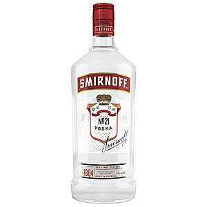 Smirnoff No. 21 80 Proof Vodka, 1.75 L Glass Bottle, 40% ABV (YMVV) $18.36