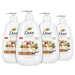 [S&S] Dove Advanced Care Hand Wash Shea Butter & Warm Vanilla 4 Count 12 oz $14.29