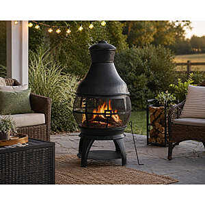 45" Cast Iron Smokeless Chiminea with Mesh Screen, Sliding Door & Rain Cap $163.29