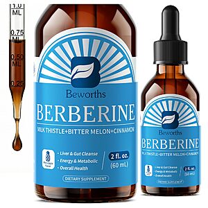 Berberine Supplement Drops with Ceylon Cinnamon, Milk Thistle, Bitter Melon $8.73