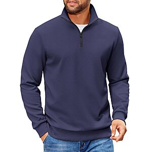 COOFANDY Mens Quarter Zip Pullover Sweatshirts Lightweight Sweater Polo $14.99
