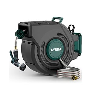 Ayura Retractable Garden Hose Reel 1/2 Inch x 100 ft,Automatic Slow Rewind System $63.99