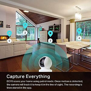Kasa 1080p Indoor Pan/Tilt Wired Security Camera, Baby & Pet Monitor, EC70 $20.98
