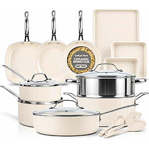 Gotham Steel TRUE VALUE 20 Pc Ceramic Pots and Pans Set Non Stick, Ceramic Cookware Set with Bakeware, Pot and Pan Set with Utensils, Non Stick Pots and Pan Set $119.98
