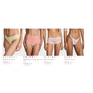Victoria's Secret Big Fall Sale Panties 5 for $20 $3.99