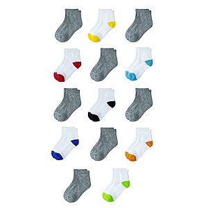 [Prime] Amazon Essentials Unisex Toddlers' Cotton Ankle Socks with Cushioned Sole for Boys Girls Toddlers, Pack of 14, 2-3T $4.82