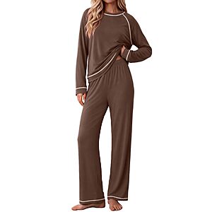 Ekouaer Womens Pajamas Long Sleeve Pjs Soft Loungewear 2 Piece Lounge Sets $11.99