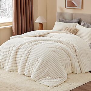 BEDELITE Fleece Queen Comforter Set, Fluffy Bed Set $20.99