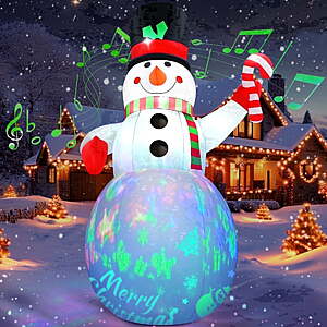 Yexmas 7FT Christmas Inflatables Snowman Blow Up Yard Decor with Music & 360 Rotation Colorful Projector LED Light for Outdoor Christmas Party ,Garden and Lawn $32.88