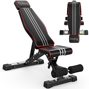 YOLEO Adjustable Weight Bench for Home Gym, ASTM-Certified 827LBS, 98% Pre-Assembled, Foldable Gym Bench with 84 Positions Incline Decline Flat, Wider Seat $59.39