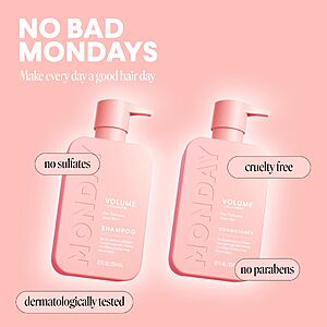 [S&S] MONDAY HAIRCARE Volume Shampoo + Conditioner Set (2 Count) 12 oz.   $6.9