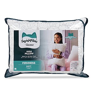 SquishPillow Kids Soft Bed Pillow and Pillowcase Machine Washable $9.99