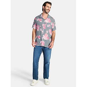 Disney Men's and Big Men's Mickey Mouse Graphic Button-Up Shirt, Sizes XS-3XL $5.55