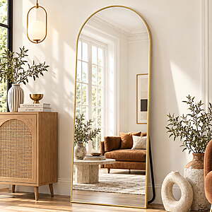 BEAUTYPEAK 64"x 21" Full Length Mirror Arched Standing Floor Mirror Full Body Mirror, Gold $52.99