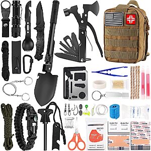 [Lightning Deal] LUXMOM Emergency Survival Kit and First Aid Kit, 142Pcs Professional Survival Gear and Supplies Equipment $22.19
