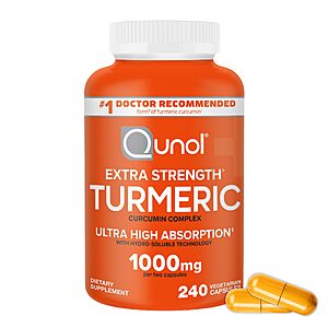 [S&S] Qunol Turmeric Curcumin 1000mg, Ultra High Absorption Supplement, 240 Count $28.49