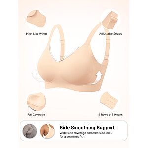 COCOMARTS Jelly Bras for Women No Underwire Seamless Push Up Bra,Skin,L $9.99