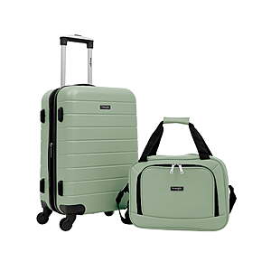 Wrangler 2-Piece Expandable Rolling Hard Side Carry-on Spinner Set with Cup Holder $59
