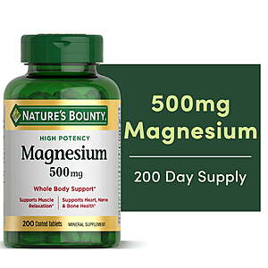 Nature’s Bounty Magnesium Oxide Supplement500 mg, 200 Tablets + $0.50 WMCB $7.47