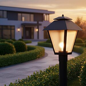 Generation Lighting Polycarbonate 1-Light Outdoor Post Lantern in Black