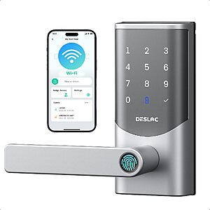 DESLOC K221 Fingerprint Smart Door Lock with Handle 16-Month Battery $48.63