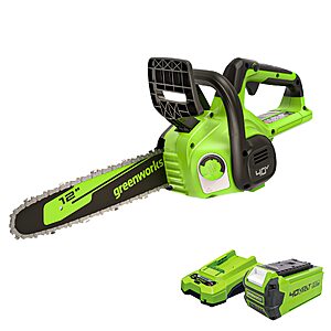 Greenworks 40V 12 in Cordless Electric Chainsaw, 2.0 Ah Battery and Charger $139.99