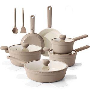 SENSARTE Ceramic Nonstick Pots and Pans Set, Nontoxic Cookware Set 17pcs $97.99