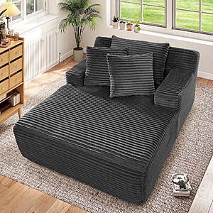 Muumblus Oversized Chaise Lounge Chair, No Assembly Required, Cozy Corduroy Sofa Bed for Living Room, Dark Gray $227.05