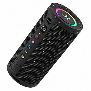BassBloom Roar 3 20W IPX6 Waterproof Portable Bluetooth 5.4 Speaker (Glossy Black) $12 