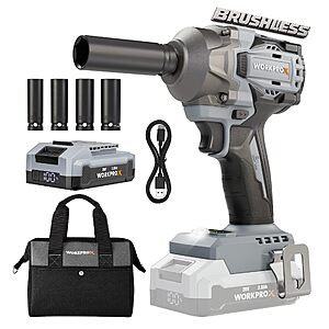 WORKPRO X Series 20V Brushless Cordless Impact Wrench, 1/2, 440 ft-Ibs | 600Nm High Torque Electric Impact Gun $51.99