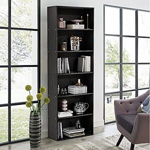 GRUSIGN 71" Tall 6-Tier Bookshelf, Large Open Display Bookcase with Ample Storage, Floor Standing Book Shelf for Living Room, Home Office, Bed Room, Black $60.45