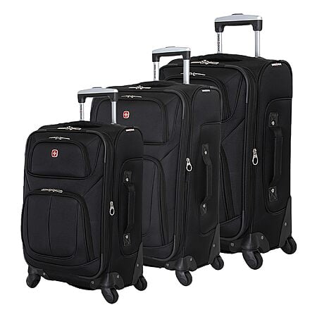 SwissGear Sion 3-Piece Set, Softside Expandable Luggage – 21 Inch Carry-On & 25 & 29 Inch Checked Suitcases with 360 Degree Wheels & Retractable Handles – Black $198.98