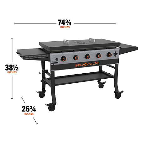 Blackstone Bronco Outdoor Griddle, 5-Burner 44" Propane Flat Top Grill with Hard Cover, Gray $397
